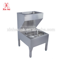 Economy Stainless steel floor mount double bowls hand washing basin lavation bucket cleaner mop sink for pharmaceutical factory